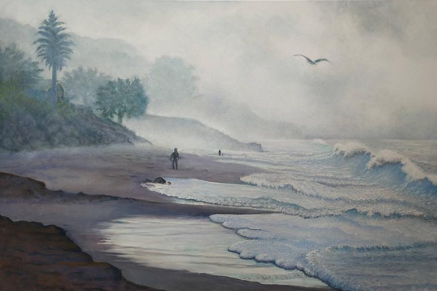 Misty Shore Santa Cruz Painting by DianaWright Troxell