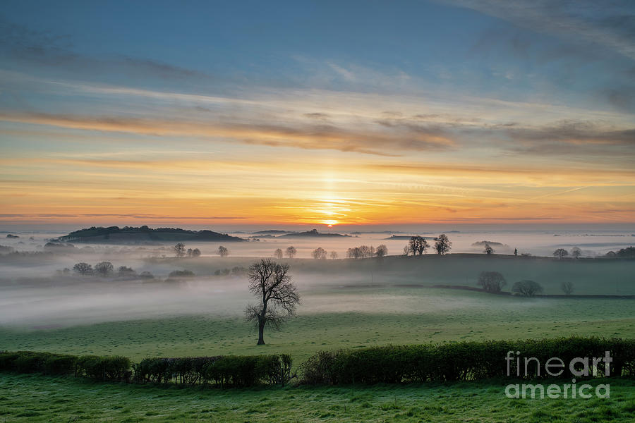 Misty Spring Sunrise Across the Oxfordshire Countryside Photograph by Tim Gainey
