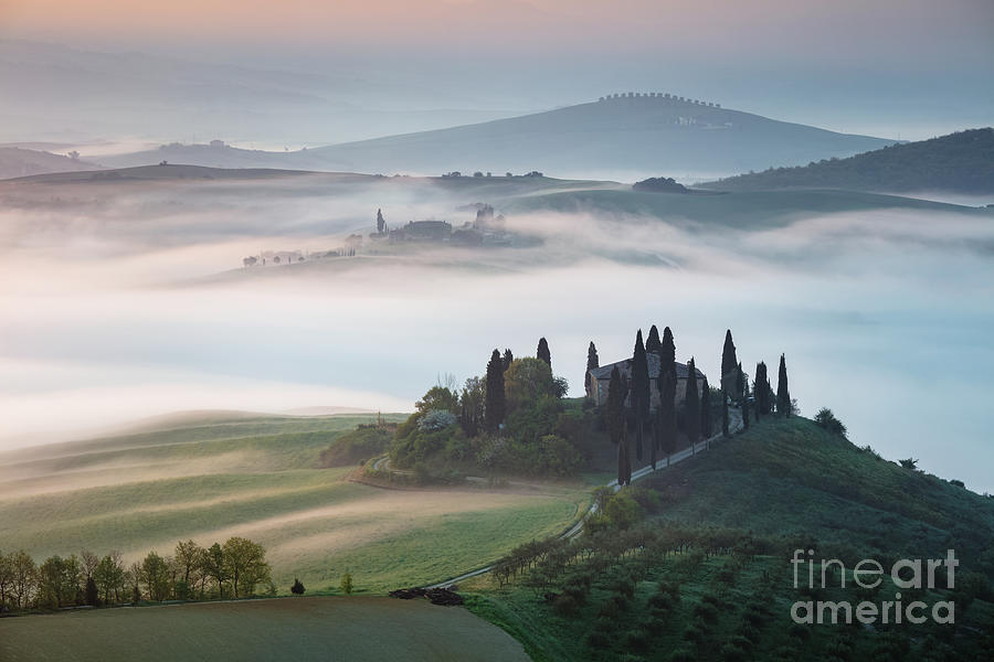 Misty sunrise in Tuscany Photograph by Matteo Colombo