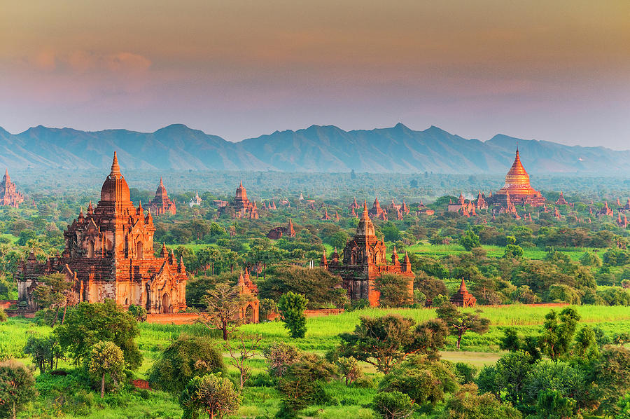 Misty sunset in Bagan, Myanmar Photograph by Stefano Politi Markovina