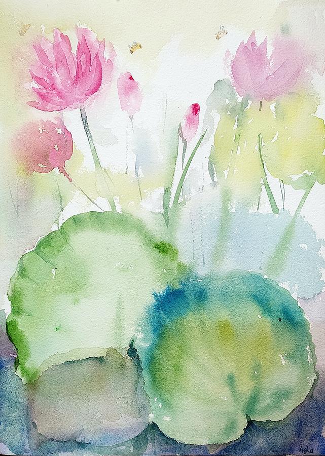 Misty waterlilies 1 Painting by Asha Sudhaker Shenoy