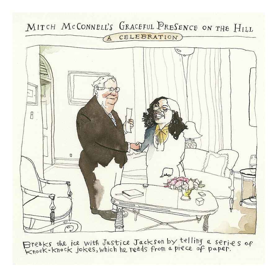 Mitch McConnell Out of His Shell Painting by Barry Blitt