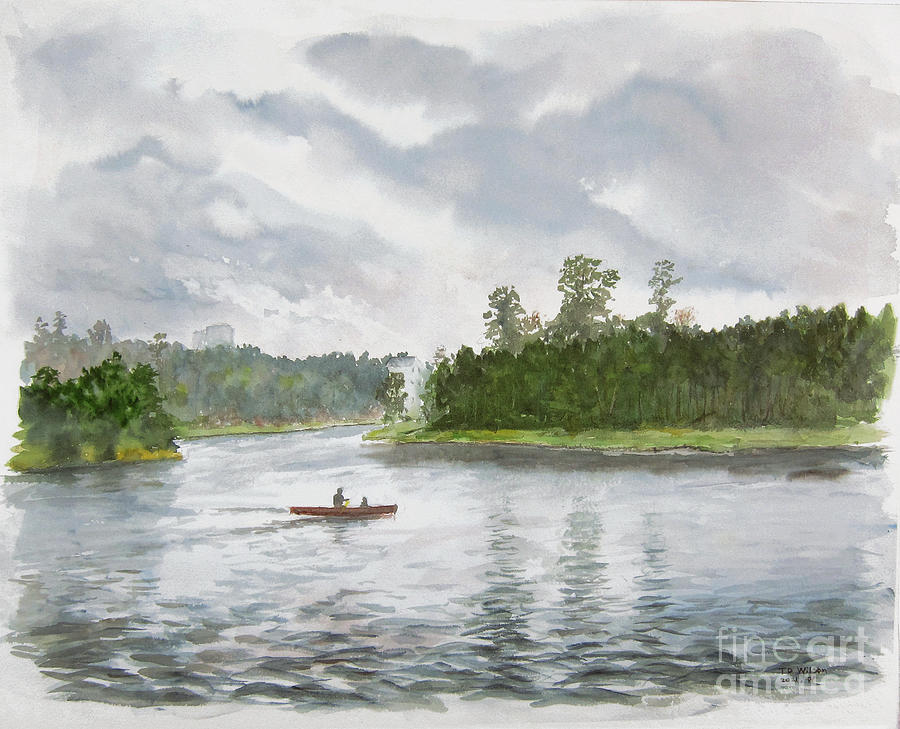 Mitchell Island on winter morning Painting by TD Wilson