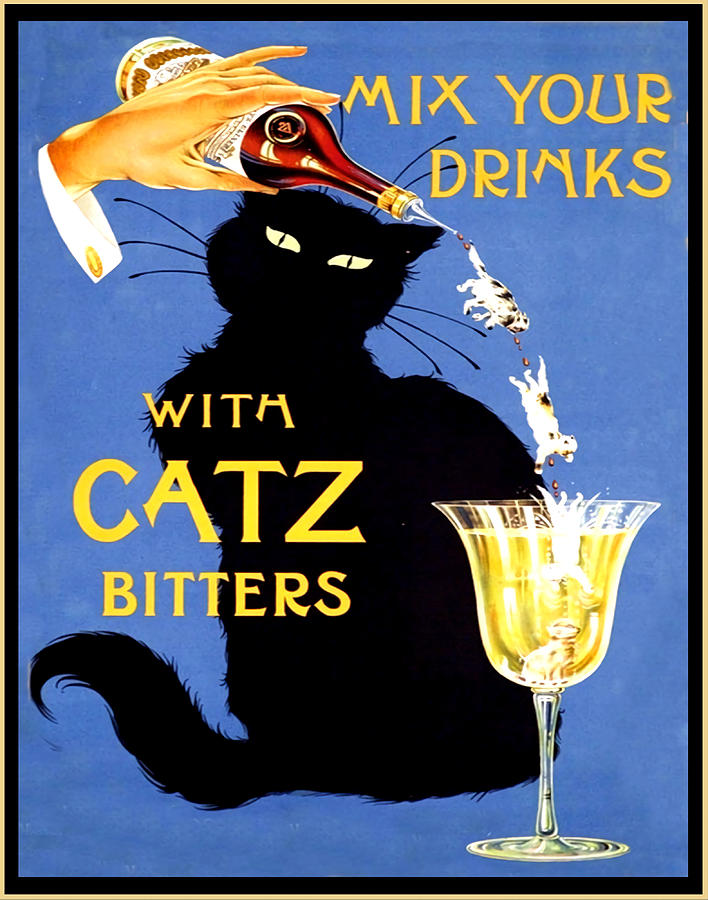 Mix Your Drinks With Catz Bitters Poster 70s Painting by Joe Edwards Fine Art America