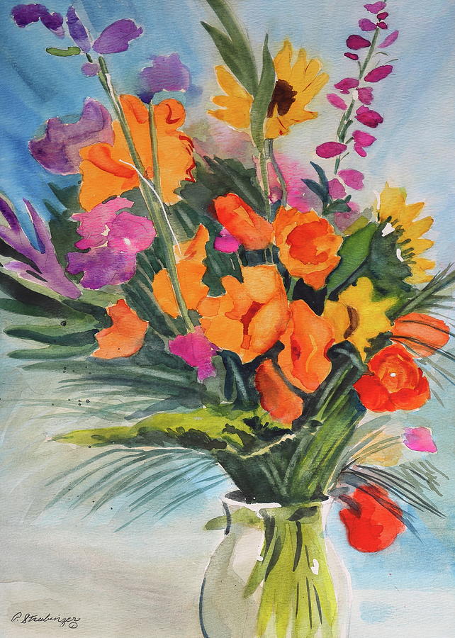 Mixed Flowers In Vase Painting by Patty Strubinger - Fine Art America