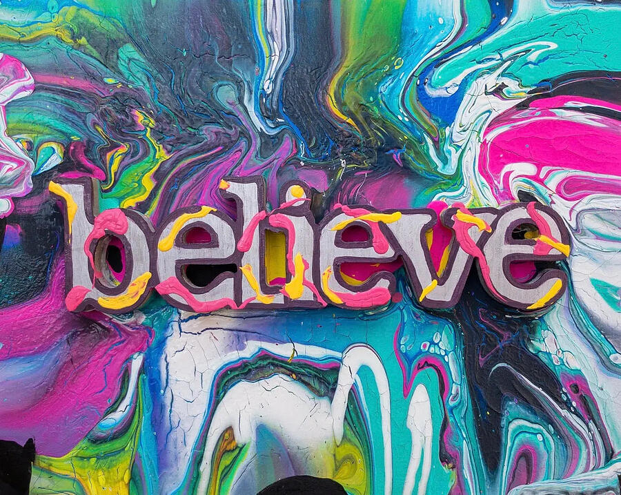 Believe - A Mixed Media Magical Painting Painting by Evjenia Psarris Believe - A Mixed Media Magical Painting Painting by Evjenia Psarris