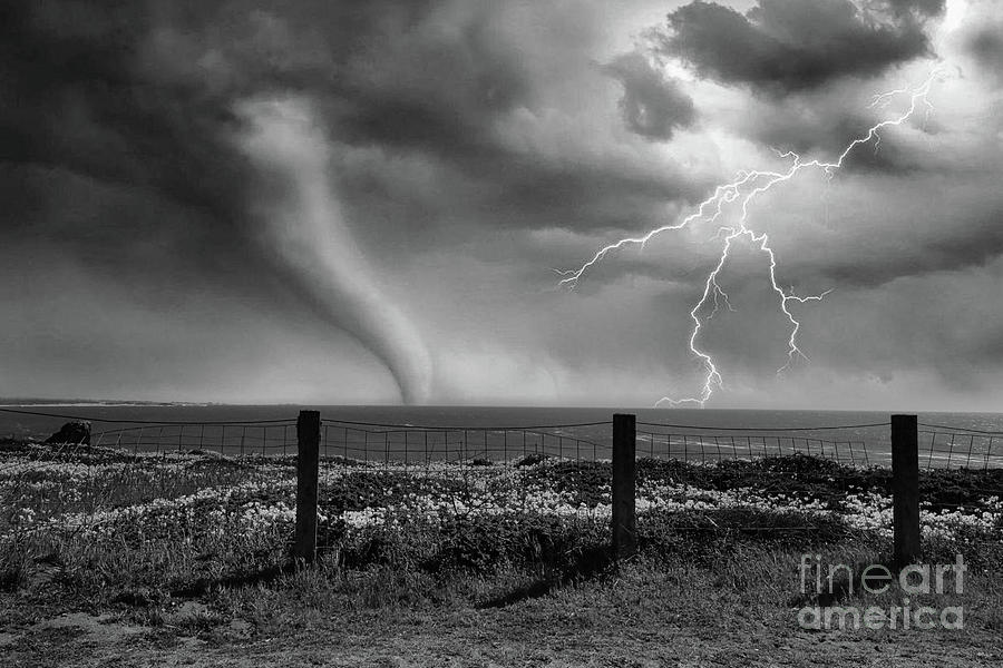 Mixed Media Tornado Lightning Landscape  Photograph by Chuck Kuhn