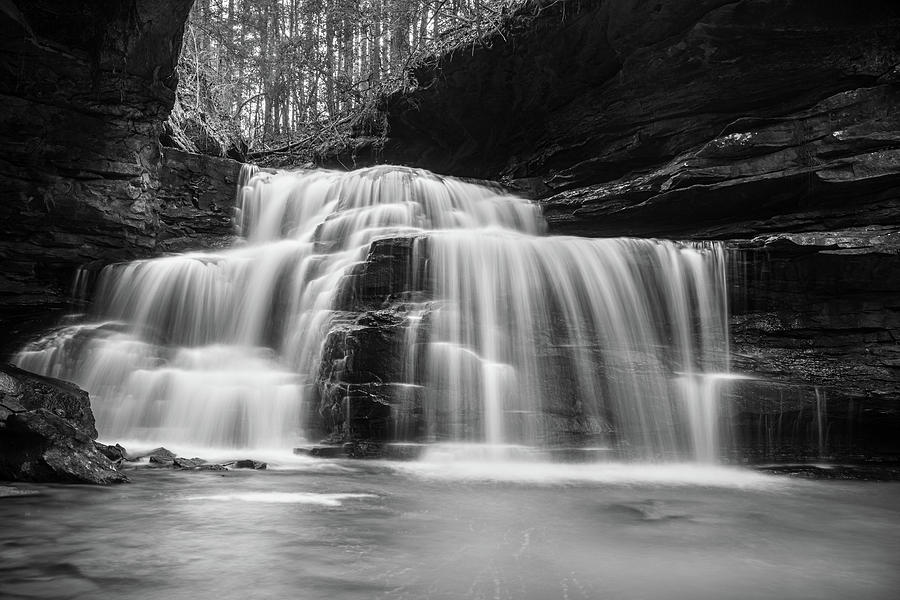 Mize Mills Falls In Black And White Photograph by Jordan Hill