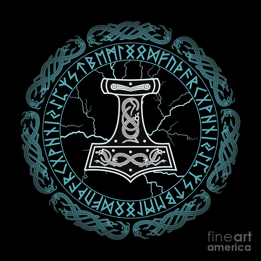 Mjolnir Hammer of Thor Runes Digital Art by Beltschazar - Fine Art America