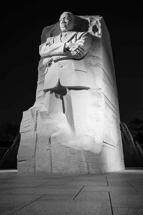 Mlk Jr Monument Black And White Photograph