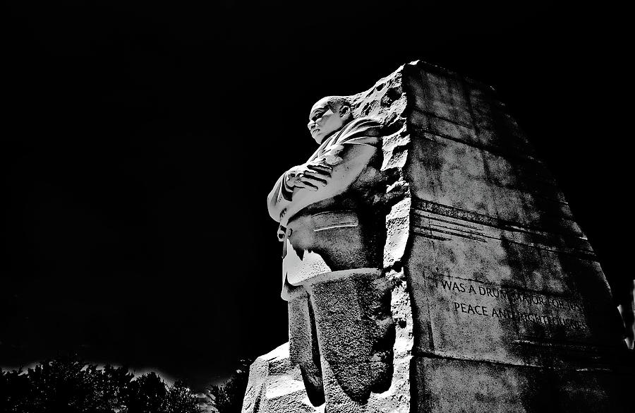 MLK memorial, black and white. June 2012 Photograph by Bill Jonscher