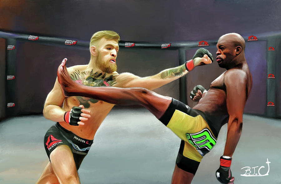 Mma Digital Art - MMA Dream Conor Notorious McGregor vs. Anderson Spider Silva Superfight by GalleryHope Collective