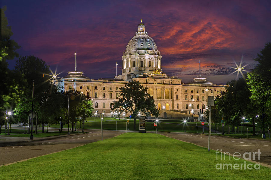 Mn Capitol Building At Night Photograph