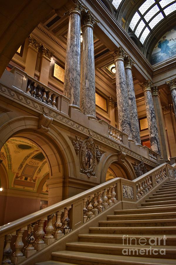 Minnesota State Capitol Interior Stairway A Photograph by Ron Long