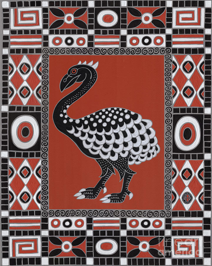 Moa. Geometric Pattern Painting by Amy E Fraser
