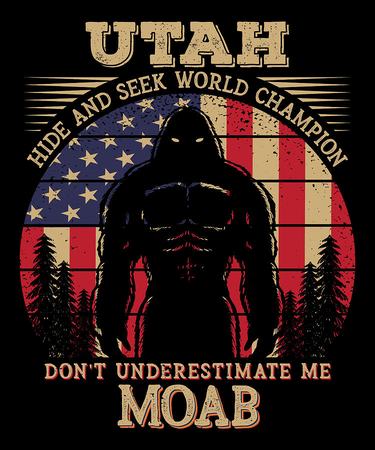 Moab Utah Bigfoot 4th of July Patriotic USA Flag Sasquatch Digital Art