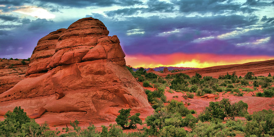 Arches National Park Photograph - Moab Utah Sunset Panorama From The Delicate Arch Trail by Gregory Ballos