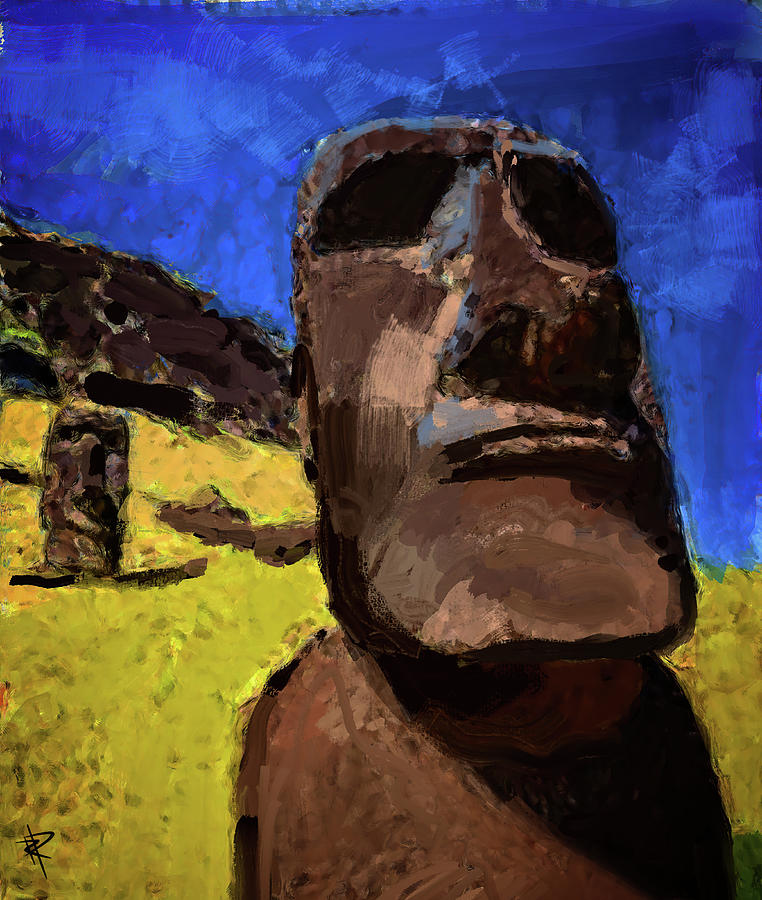 Moai Mixed Media by Russell Pierce