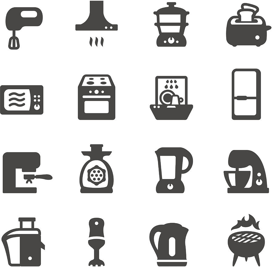 Mobico icons - Kitchen appliances Drawing by Lushik