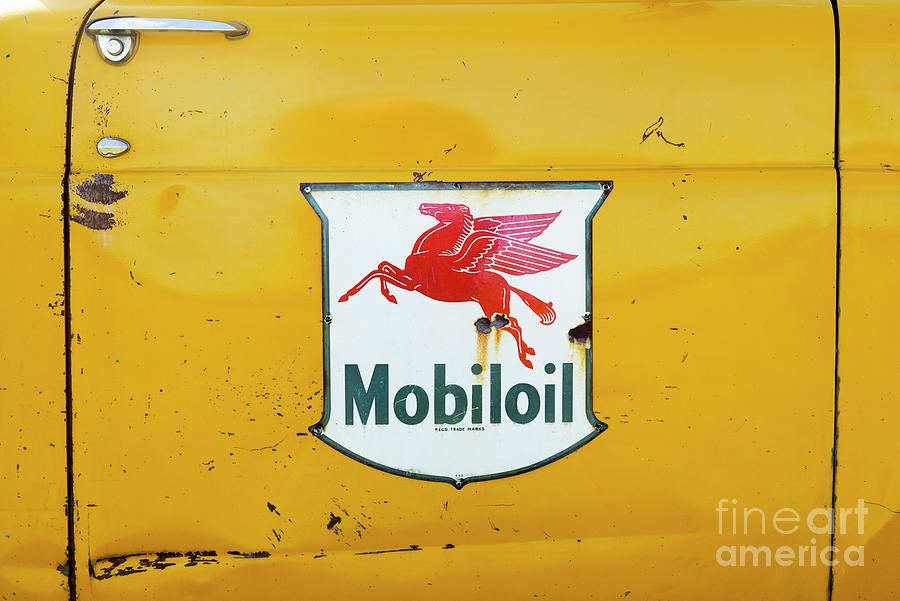 Vintage Photograph - Mobil Oil Sign on a Pickup by Tim Gainey