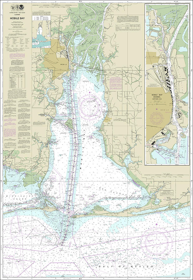 Mobile Bay Mobile Ship Channel Nautical Chart 11376 No Borders Digital ...