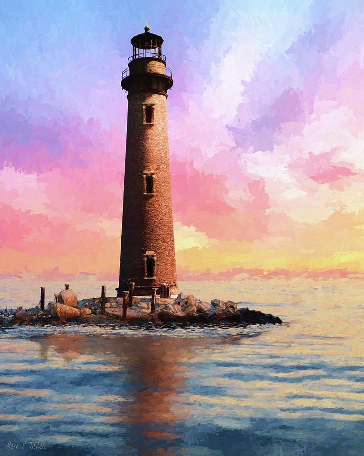 Mobile Bay - Sand Island Lighthouse - Alabama Mixed Media by Mark Tisdale