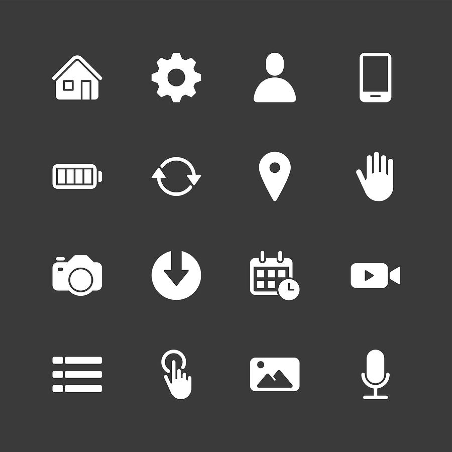 Mobile control icons - Regular - White Series Drawing by TongSur
