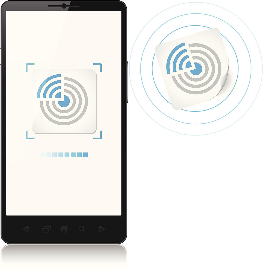 Mobile phone, tag NFC, new contactless technology Drawing by Bgblue