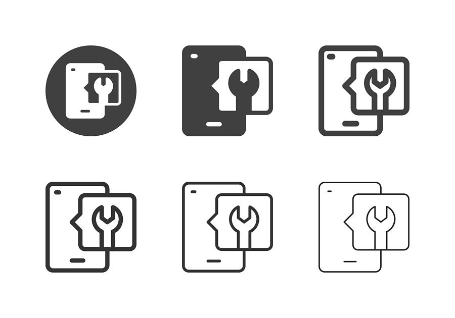 Mobile Repairing Service Icons - Multi Series Drawing by Rakdee