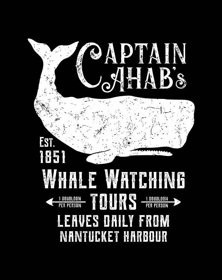 Moby Dick Captain Ahab Whale Watching Funny Sperm Whales Digital Art by ...