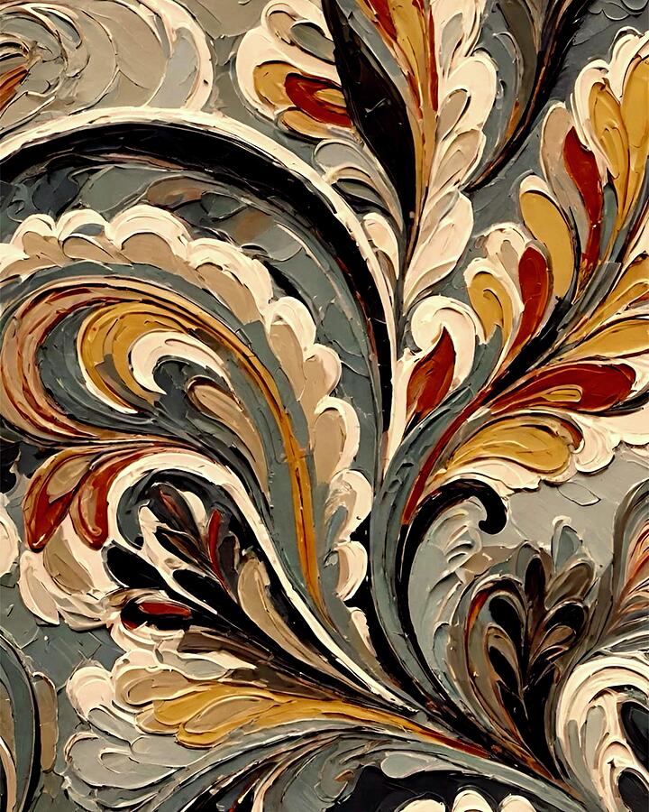 Mocha Paisley II Mixed Media by Bonnie Bruno Mocha Paisley II Mixed Media by Bonnie Bruno