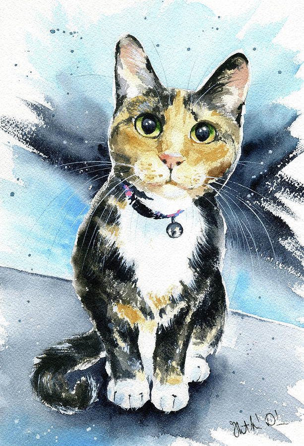 Mocha Tortoiseshell Cat Painting Painting by Dora Hathazi Mendes