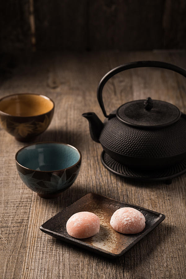 Mochi and green tea Photograph by Victor Cardoner