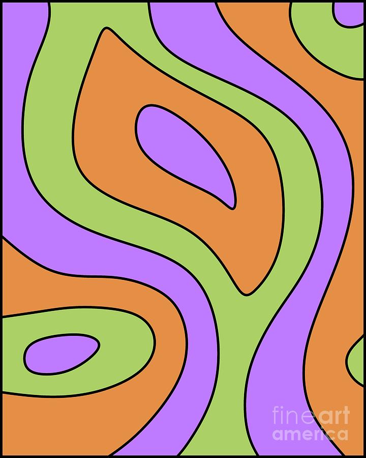 Mod Abstract in Orange Green and Purple Digital Art by Donna Mibus
