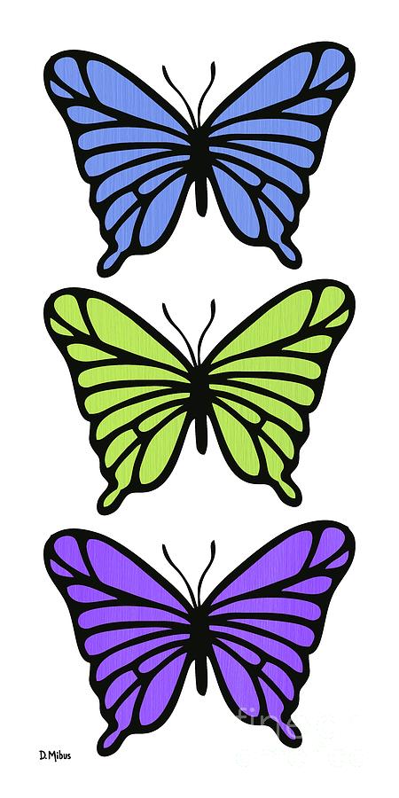 Mod Butterflies in Blue Green Purple Digital Art by Donna Mibus