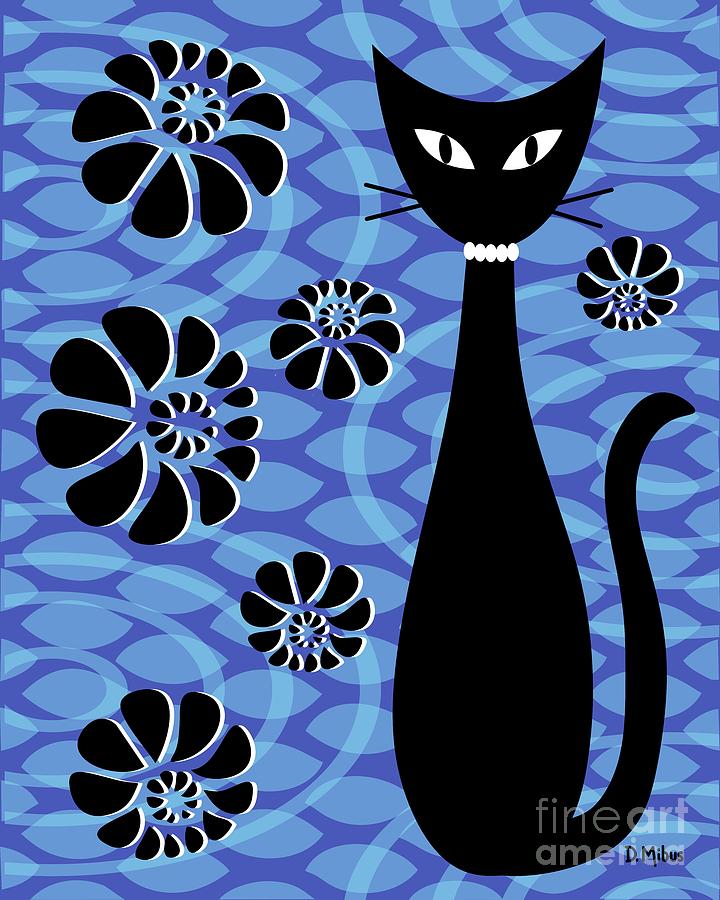 Mod Cat Blue 2 Digital Art by Donna Mibus