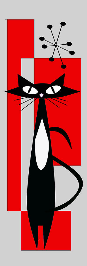 Black Cat Digital Art - Mod Cat by Greg and Linda Halom
