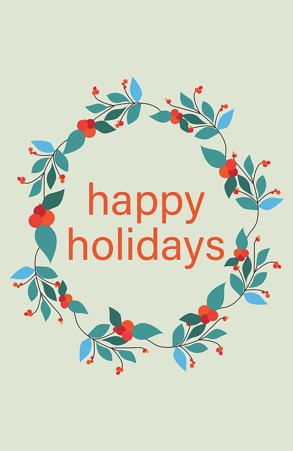 Mod Happy Holidays Wreath Digital Art by Ink Well