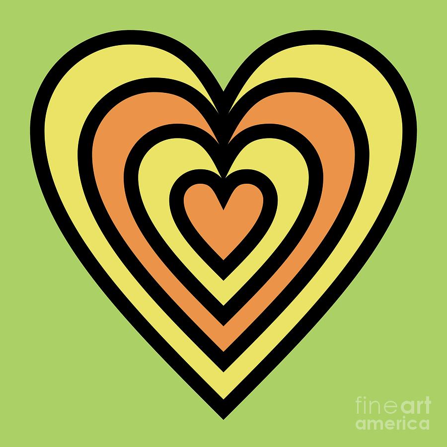 Mod Hearts on Green Digital Art by Donna Mibus