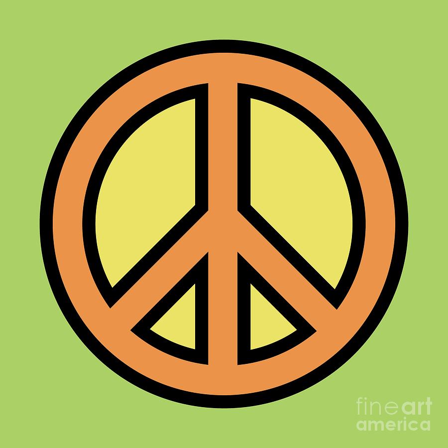 Mod Peace Symbol on Green Digital Art by Donna Mibus
