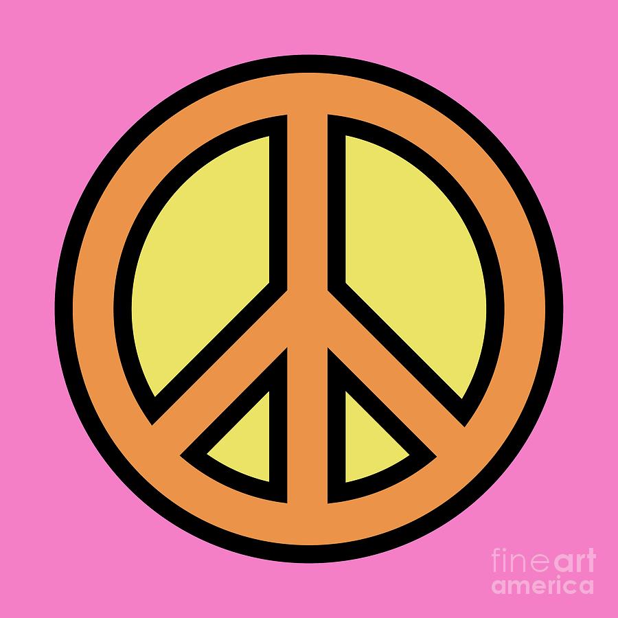 Mod Peace Symbol on Pink Digital Art by Donna Mibus