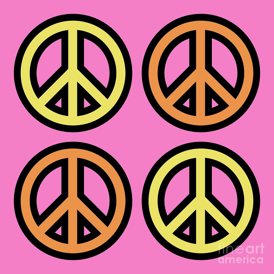 Mod Peace Symbols on Pink Digital Art by Donna Mibus