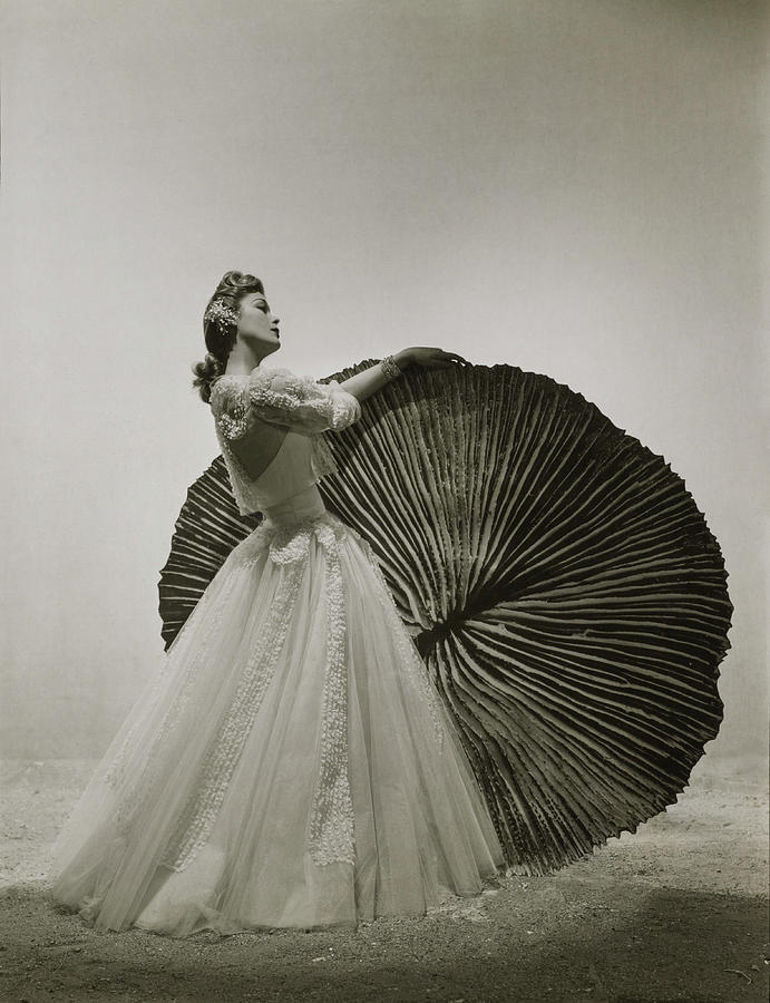 Model In Chanel Dress With Pleated Prop Photograph by Andre Durst Model In Chanel Dress With Pleated Prop Photograph by Andre Durst