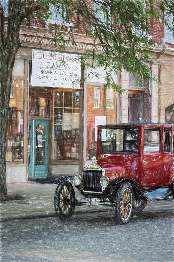 Model T and the Bookstore Photograph by Deborah Penland