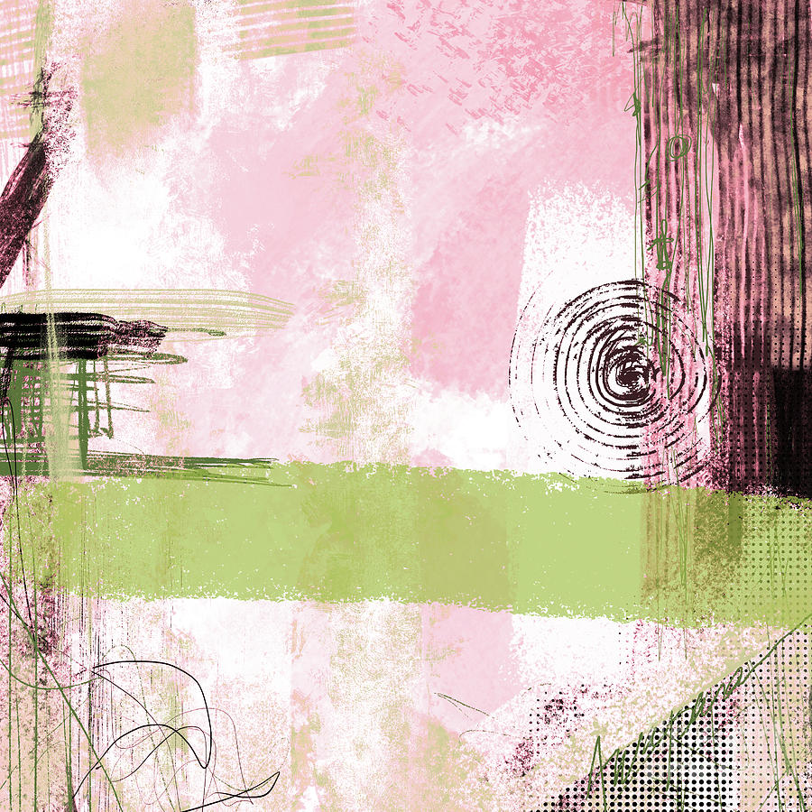 Modern Abstract Artwork - Pink and Green Home Decor Digital Art by Patricia Awapara