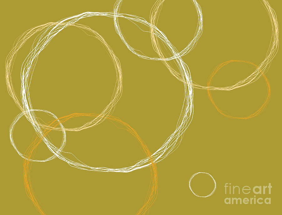 Modern Abstract Circles Design in Mustard Yellow  Mixed Media by Patricia Awapara