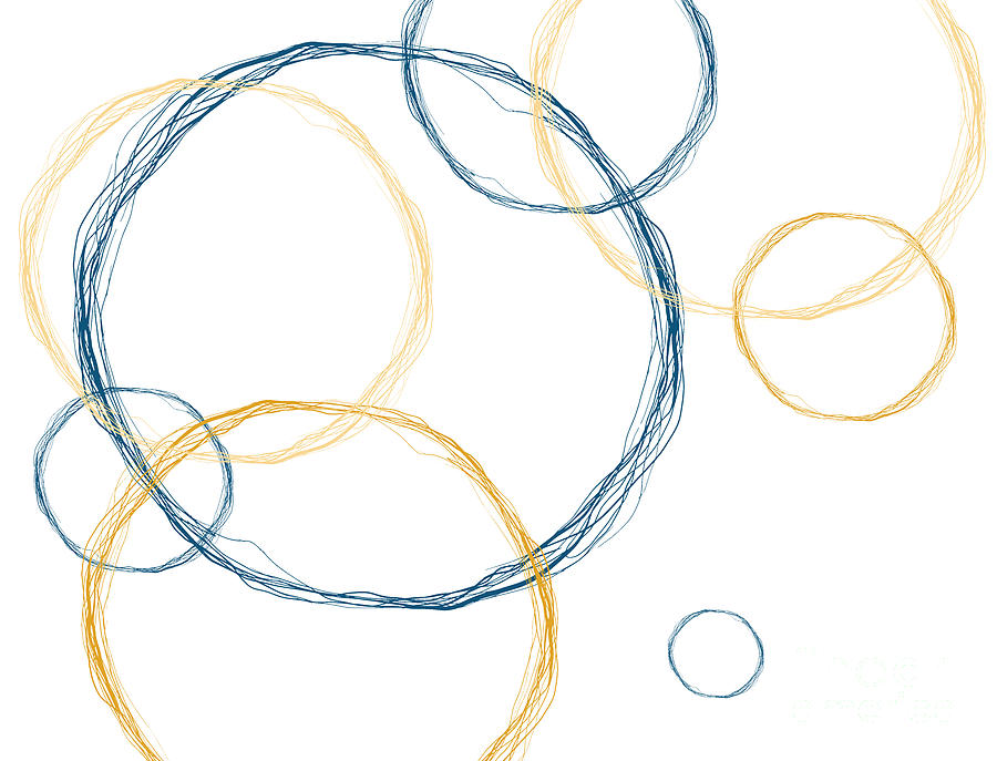 Modern Abstract Circles Design in White Drawing by Patricia Awapara