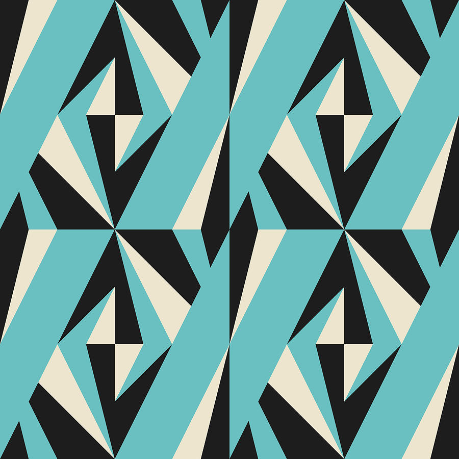 Modern Abstract Geometric Seamless Pattern With Triangles Rectangles Squares And Chevrons In Retro Scandinavian Style Drawing