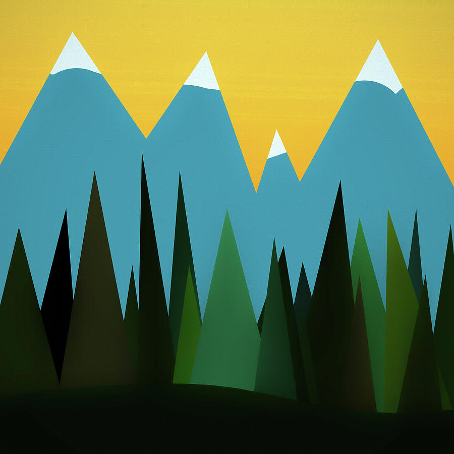 Modern Abstract Mountain Forest Sunset Mixed Media by Dan Sproul