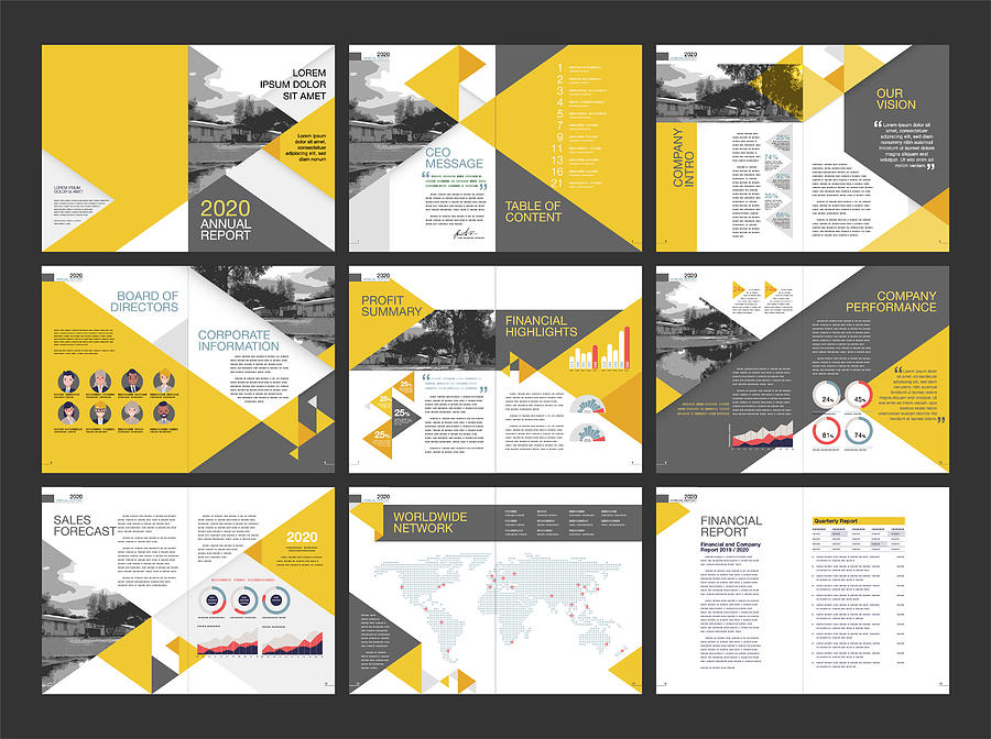 Modern Annual Report Layout Design Drawing by Molotovcoketail